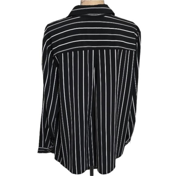Carolina Belle Black and White Striped Button‎ Down Shirt Plus Size 2X New - Picture 3 of 5